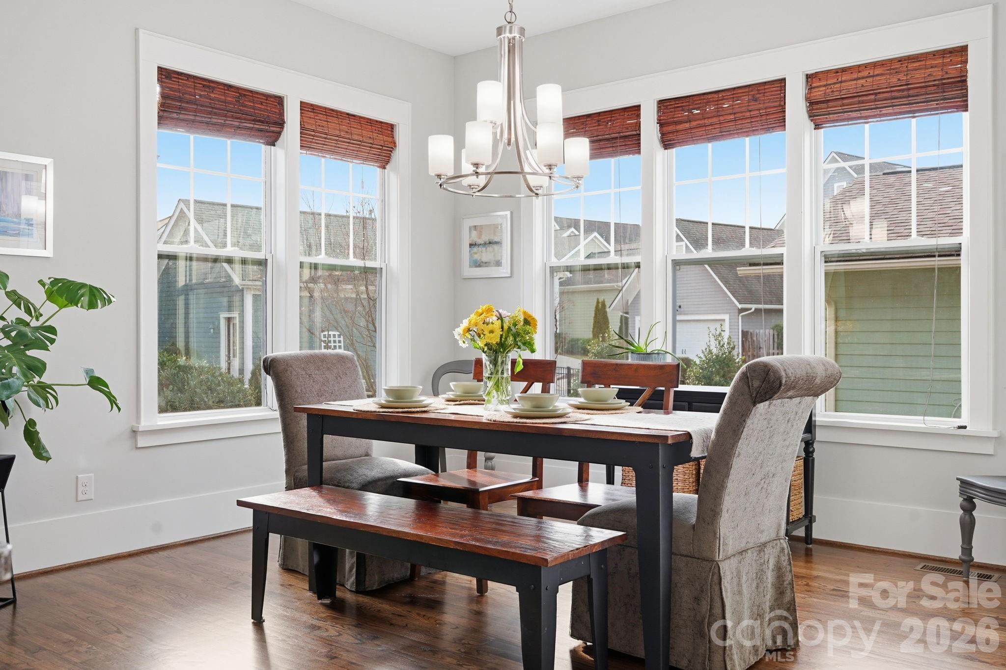 312 Mill Ridge Road Rock Hill, SC 29730 - Photo 21 of 42 a view of a dining room with furniture wooden floor and chandelier