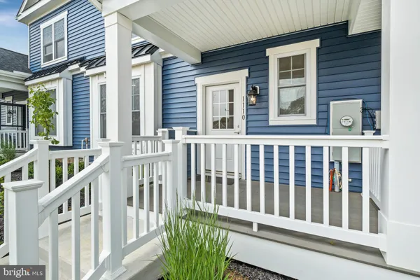 a porch with a bench