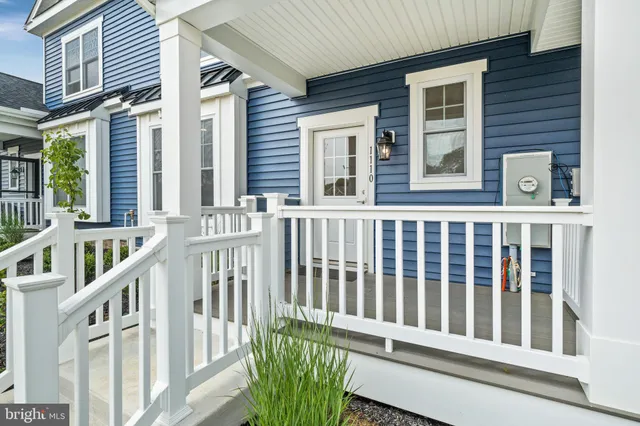 a porch with a bench