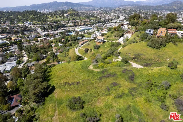 a view of a forest with a houses
