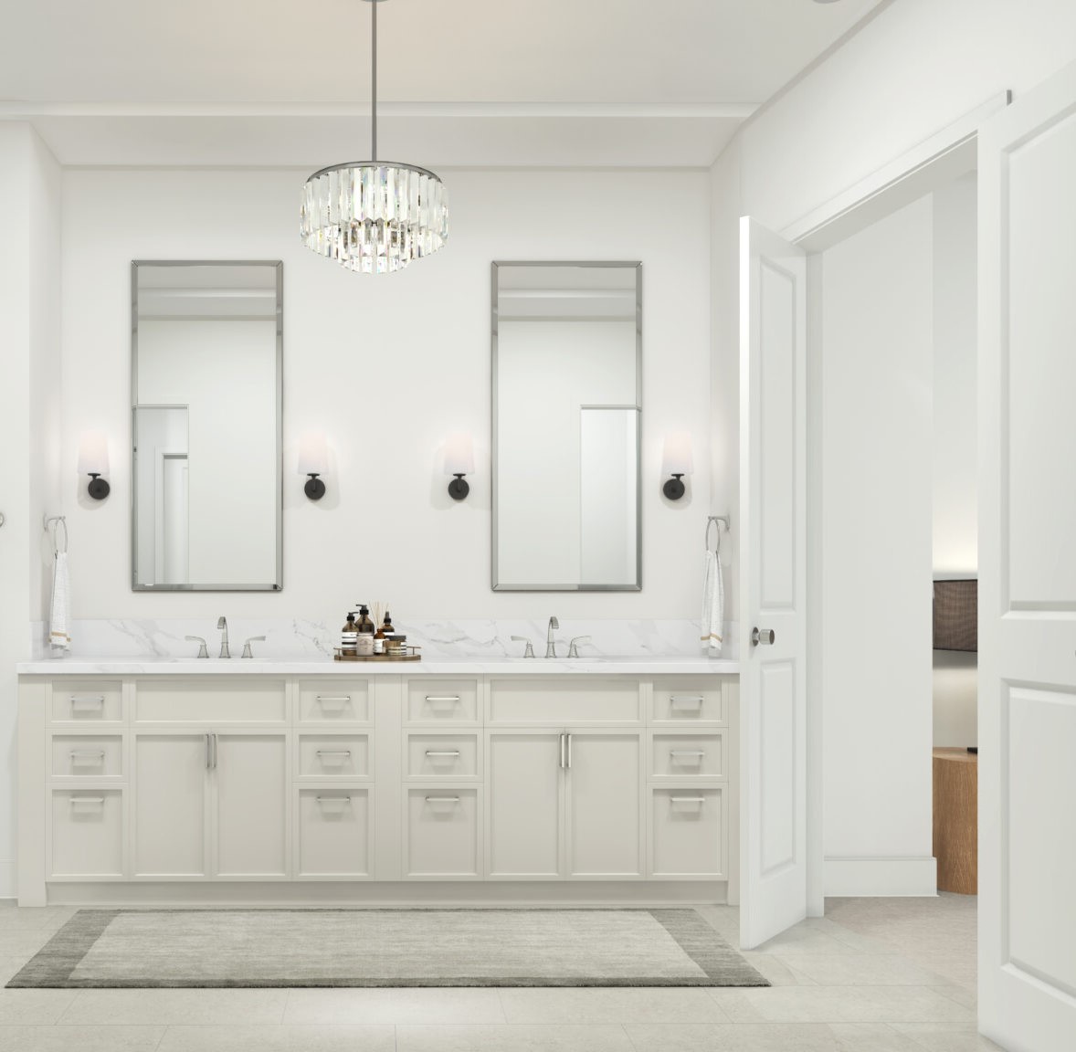 5315 Lambeth Riverside Drive Houston, TX 77091 - Photo 11 of 18 Spa-inspired primary bath with a double-sink vanity, expansive mirrors, and elegant lighting. Bright, clean finishes and generous storage create a functional, serene space to start and end your day.