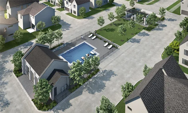 a view of a backyard with garden