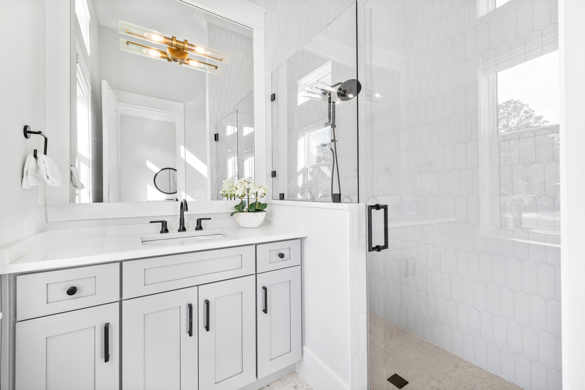 54 Marthas Lane Santa Rosa Beach, FL 32459 - Photo 17 of 59 a bathroom with a sink and a mirror