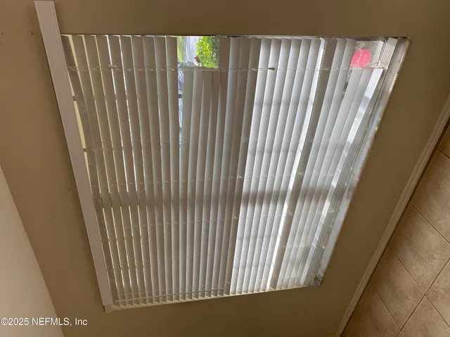 a view of a closet from a window