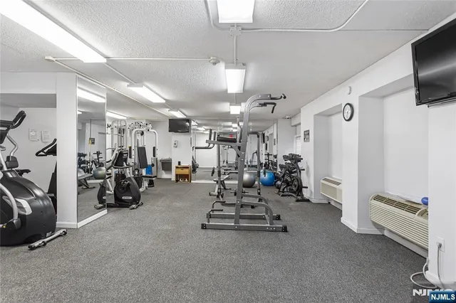 a view of a room with gym equipment