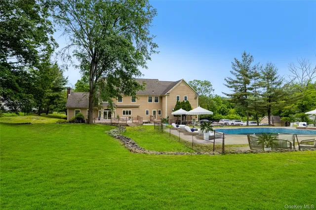 a view of a lake with a city