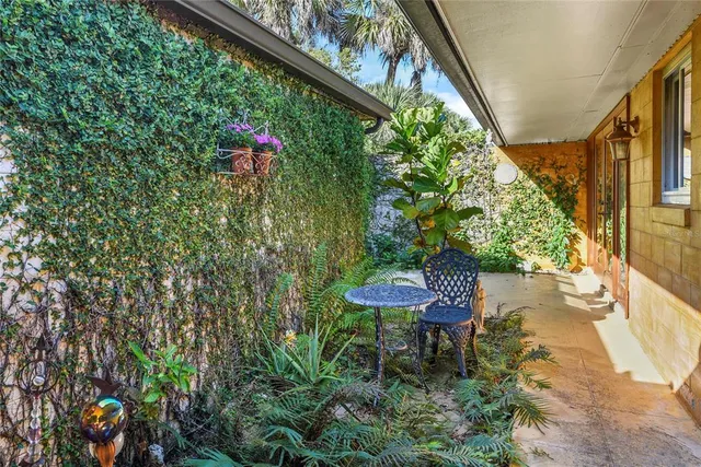 a view of a pathway of a yard