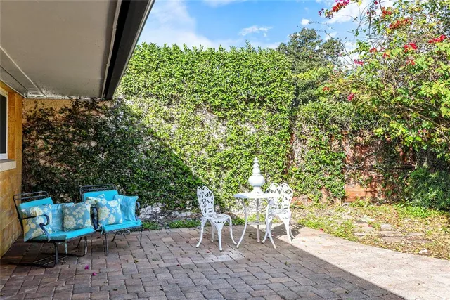 a view of garden with patio