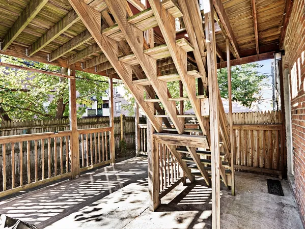 a view of porch with seating space