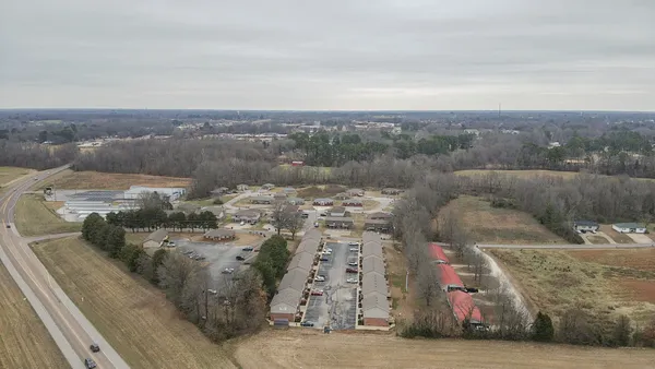 an aerial view of a house
