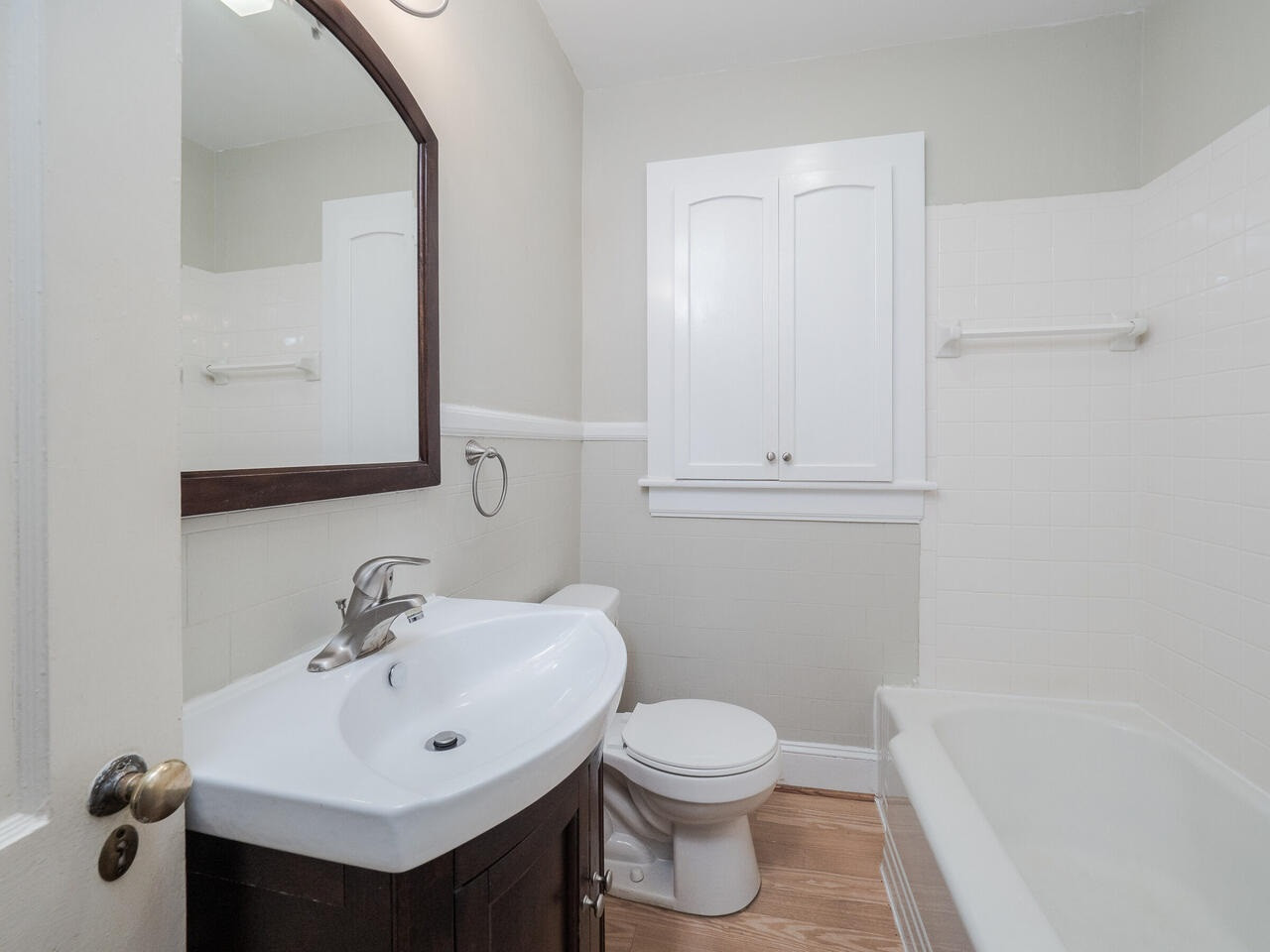 408 Morrison Avenue Raleigh, NC 27608 - Photo 11 of 29 Bath/Shower combination. Efficient use of the space. Main Level Bath