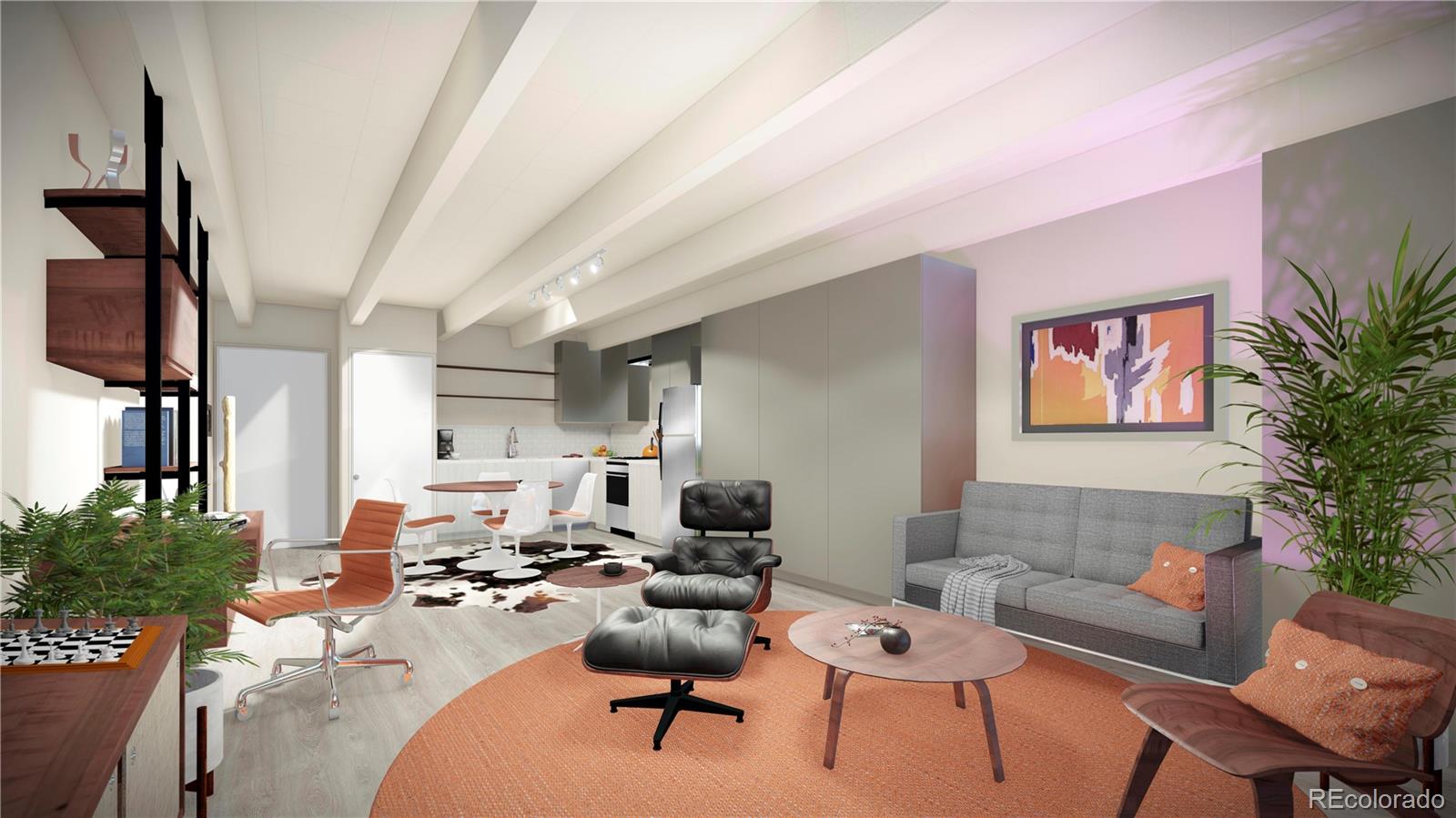 1495 Vrain Street, Unit 311 Denver, CO 80204 - Photo 3 of 16 a living room with furniture kitchen view and a potted plant