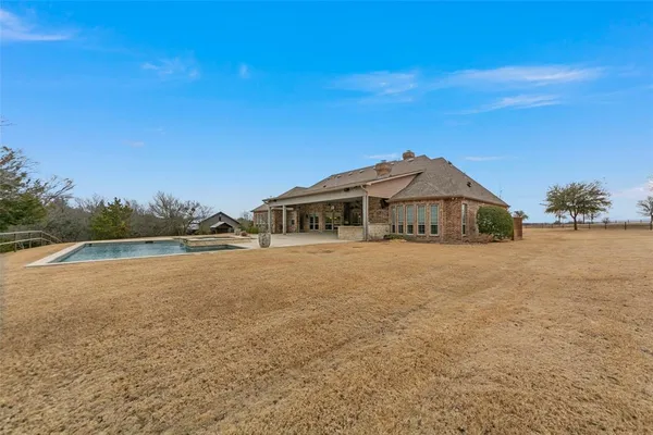 a house view with a lake view