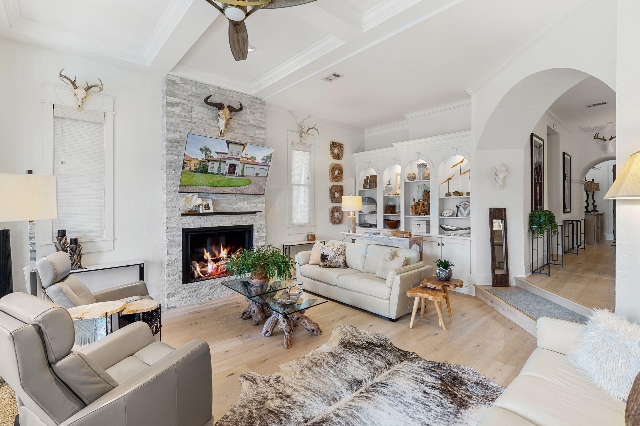 1821 Baytowne Avenue Miramar Beach, FL 32550 - Photo 11 of 63 a living room with furniture and a fireplace