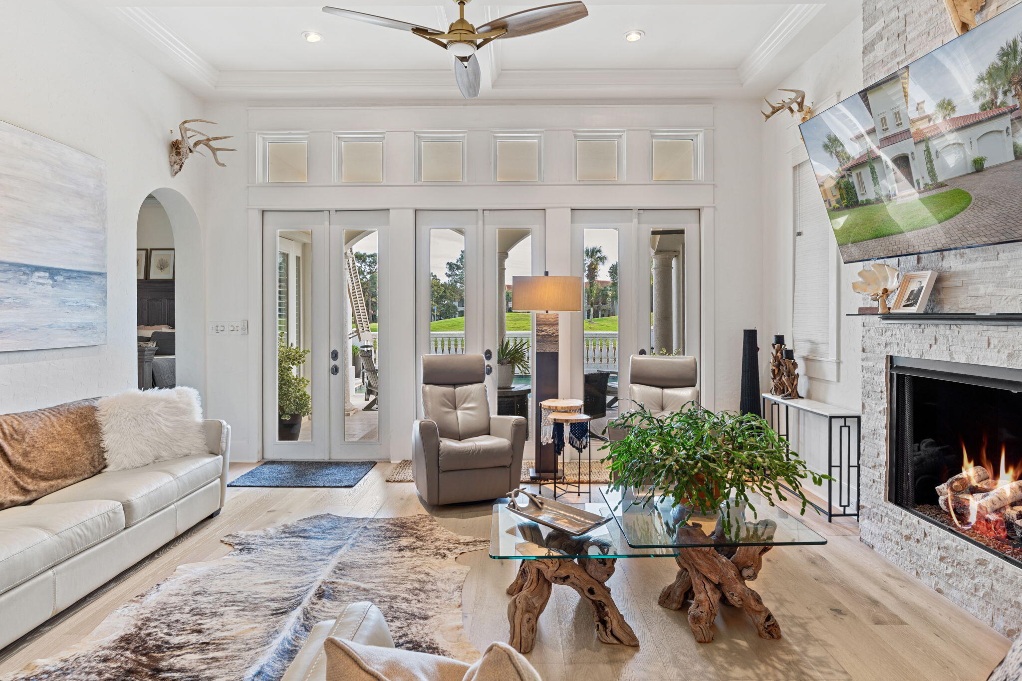 1821 Baytowne Avenue Miramar Beach, FL 32550 - Photo 6 of 63 a living room with furniture and a fireplace