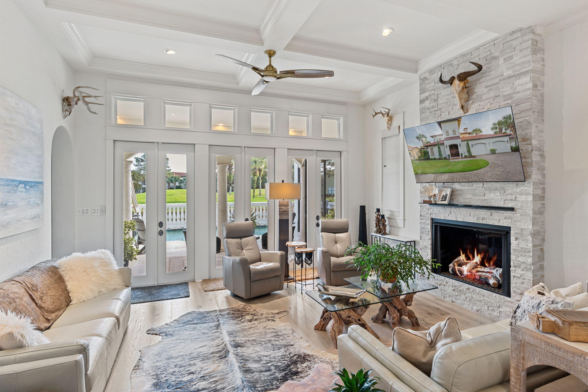 1821 Baytowne Avenue Miramar Beach, FL 32550 - Photo 9 of 63 a living room with furniture and a fireplace
