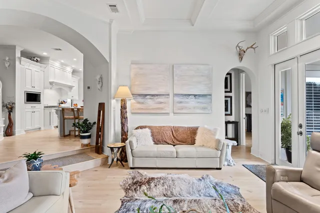 a workspace with furniture and a window