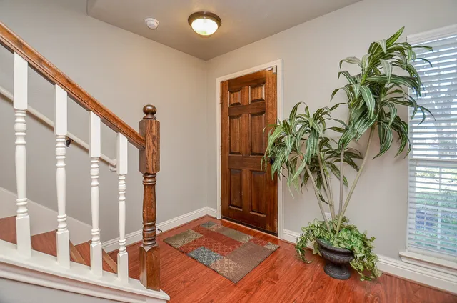 a view of a house with a potted plant