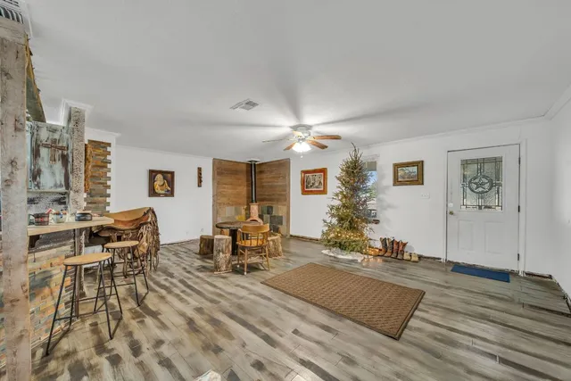 a living room with furniture