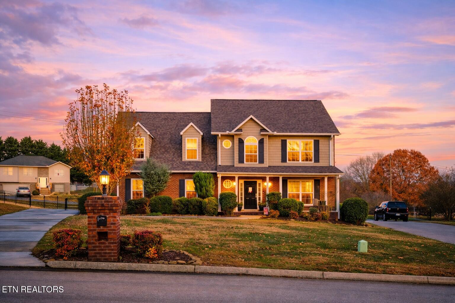 Twilight at a suburban home
