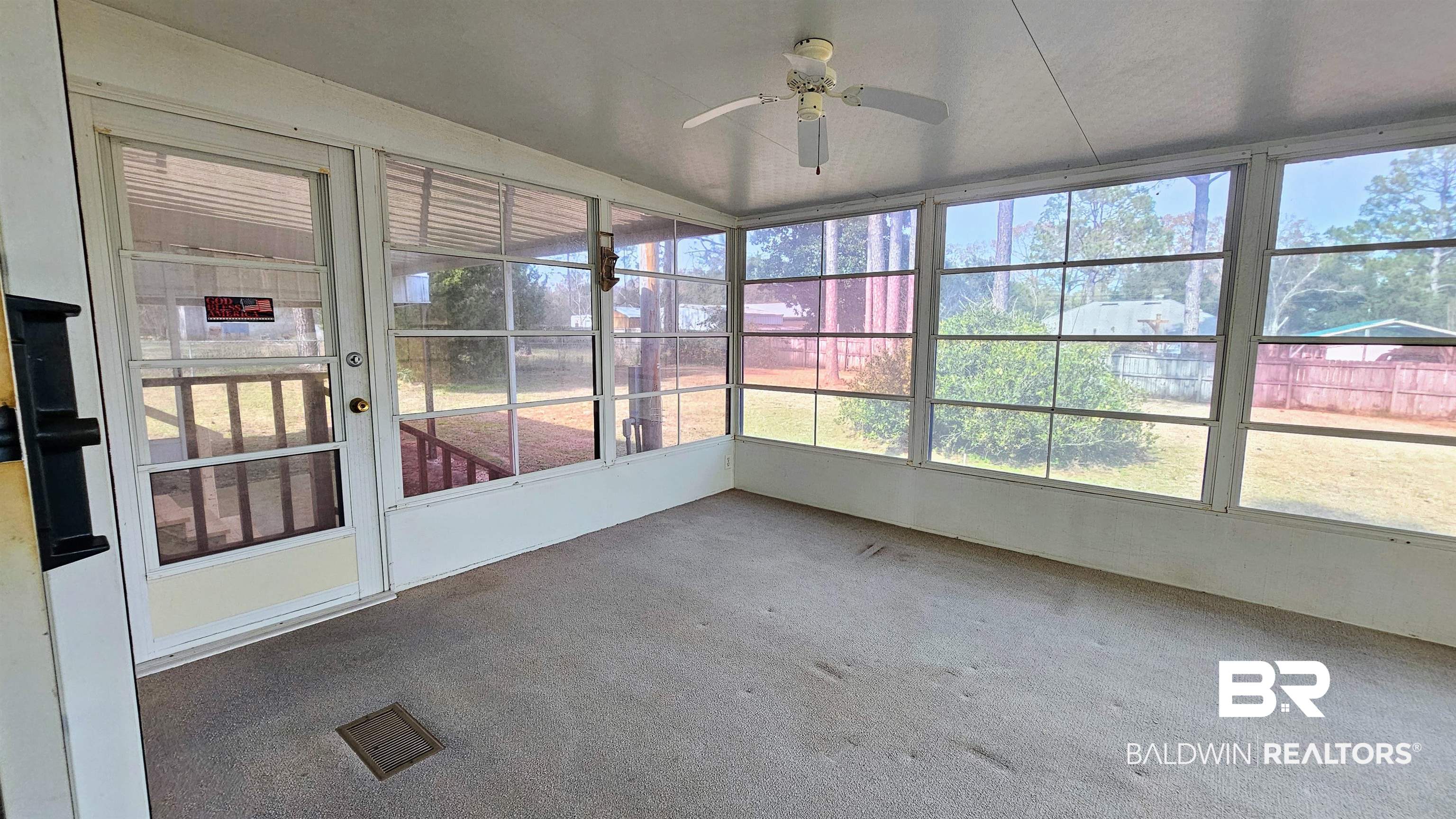 18659 Bull Springs Road Robertsdale, AL 36567 - Photo 17 of 25 Unfurnished sunroom featuring ceiling fan