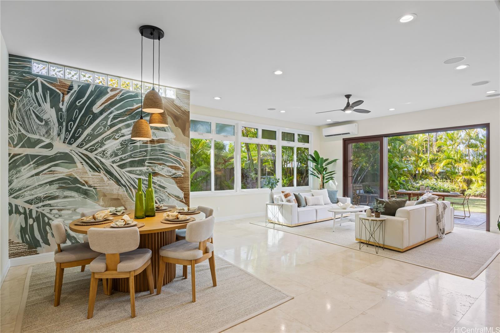 172 Alala Road Kailua, HI 96734 - Photo 2 of 25 Stunning 10 ft ceilings, brightl open concept Living, Dinning and Kitchen overlooking the lush backyard.