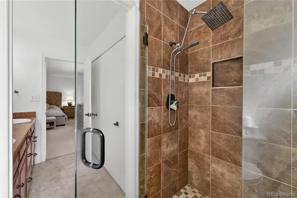 a bathroom with a shower