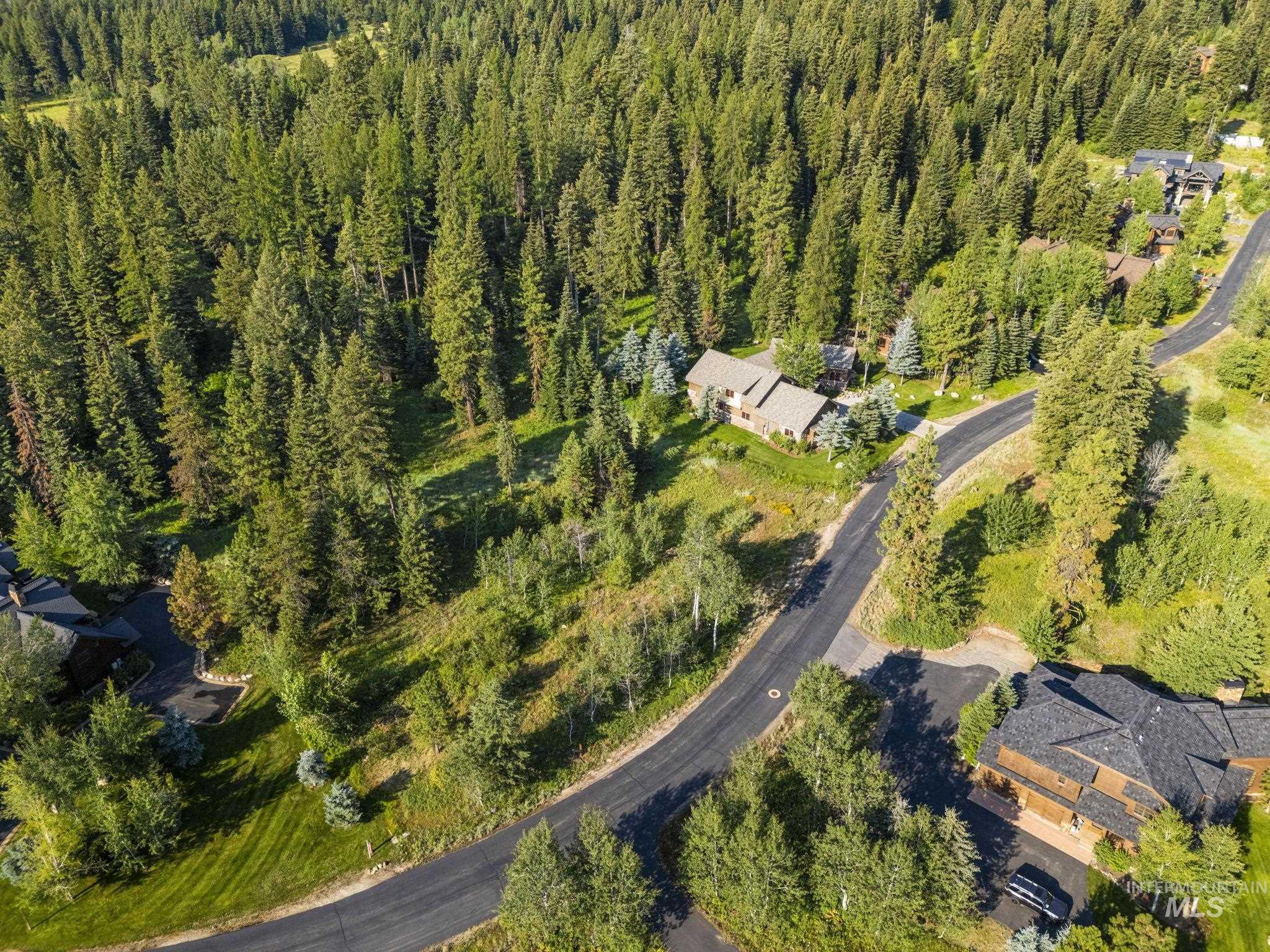459 Discovery Drive Cascade, ID 83611 - Photo 5 of 17 Aerial overview of property's location featuring a heavily wooded area
