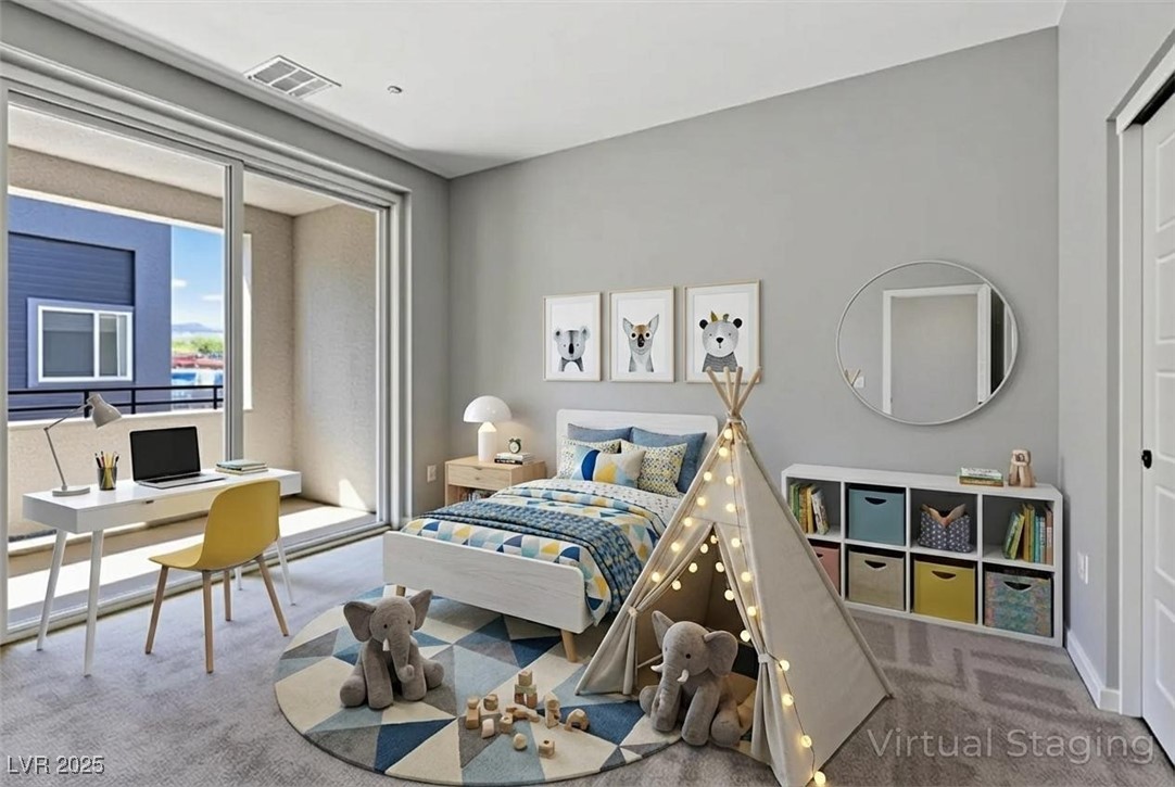 143 Aqua Commons Lane Henderson, NV 89015 - Photo 9 of 20 Bedroom featuring a desk and carpet floors