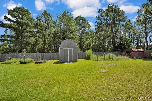 a view of a garden with a slide