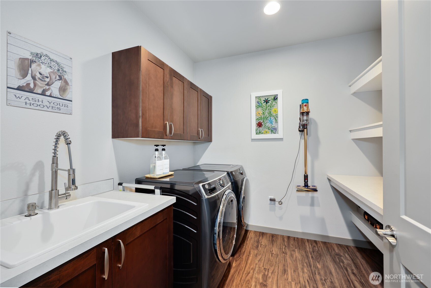 90 Village Green Sequim, WA 98382 - Photo 16 of 40 a utility room with sink dryer and washer