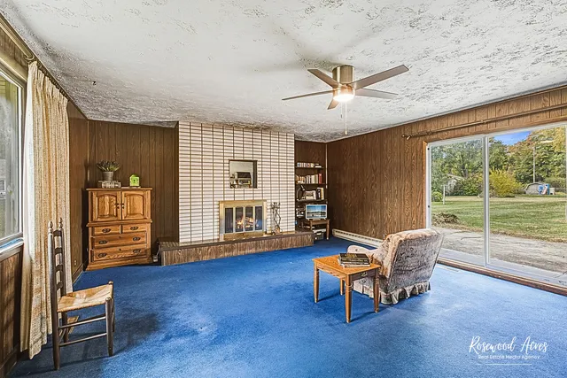 a view of a park with many windows