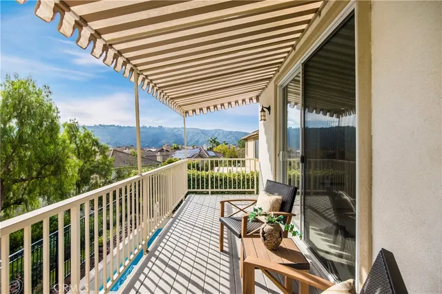 a view of a porch with a bench