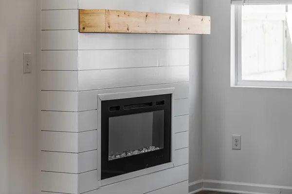 a close up of a fireplace