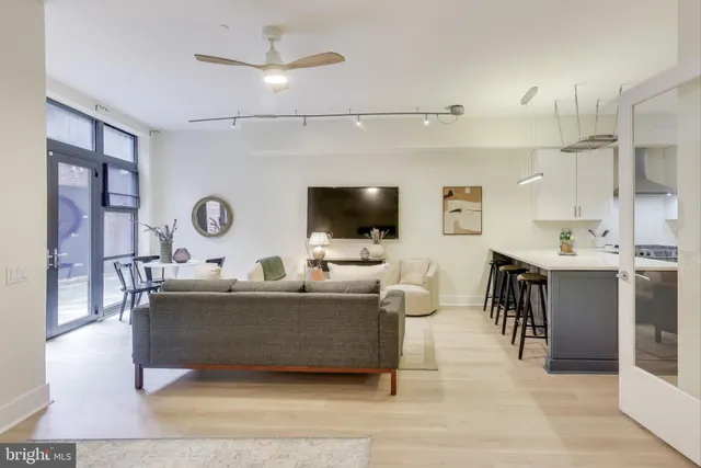 a living room with fireplace furniture and a flat screen tv