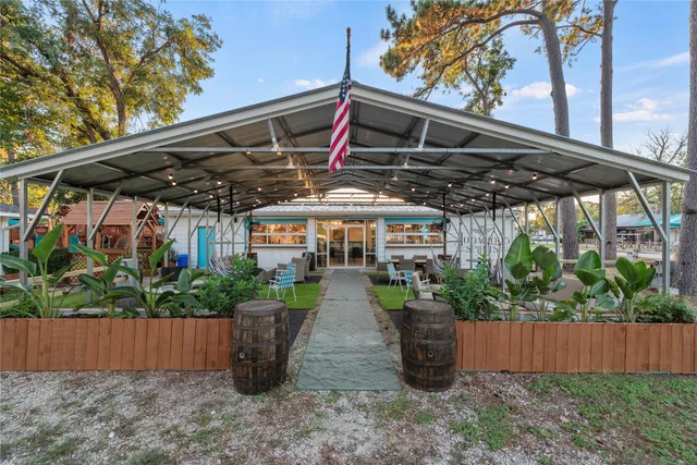 a view of a park with a slide