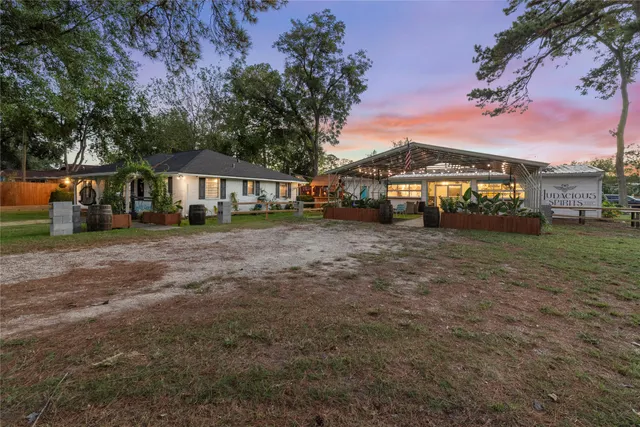 a view of a deck with a yard
