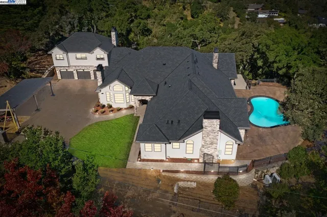 an aerial view of a house