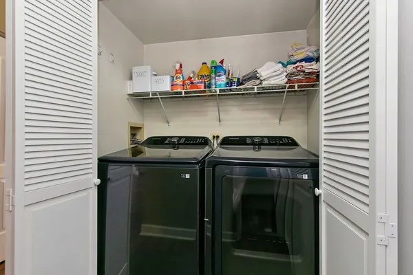 a view of a storage and utility room