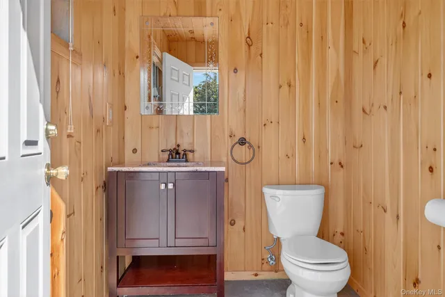 a bathroom with a toilet a sink and a mirror