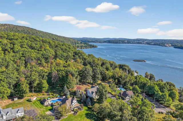 a view of a lake with a mountain