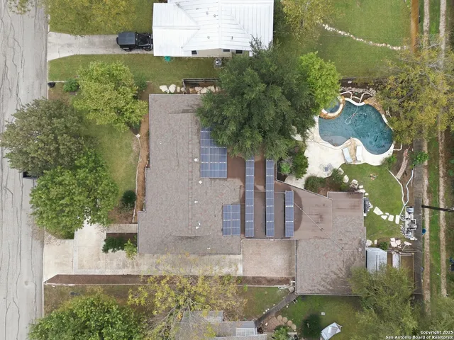 an aerial view of a house