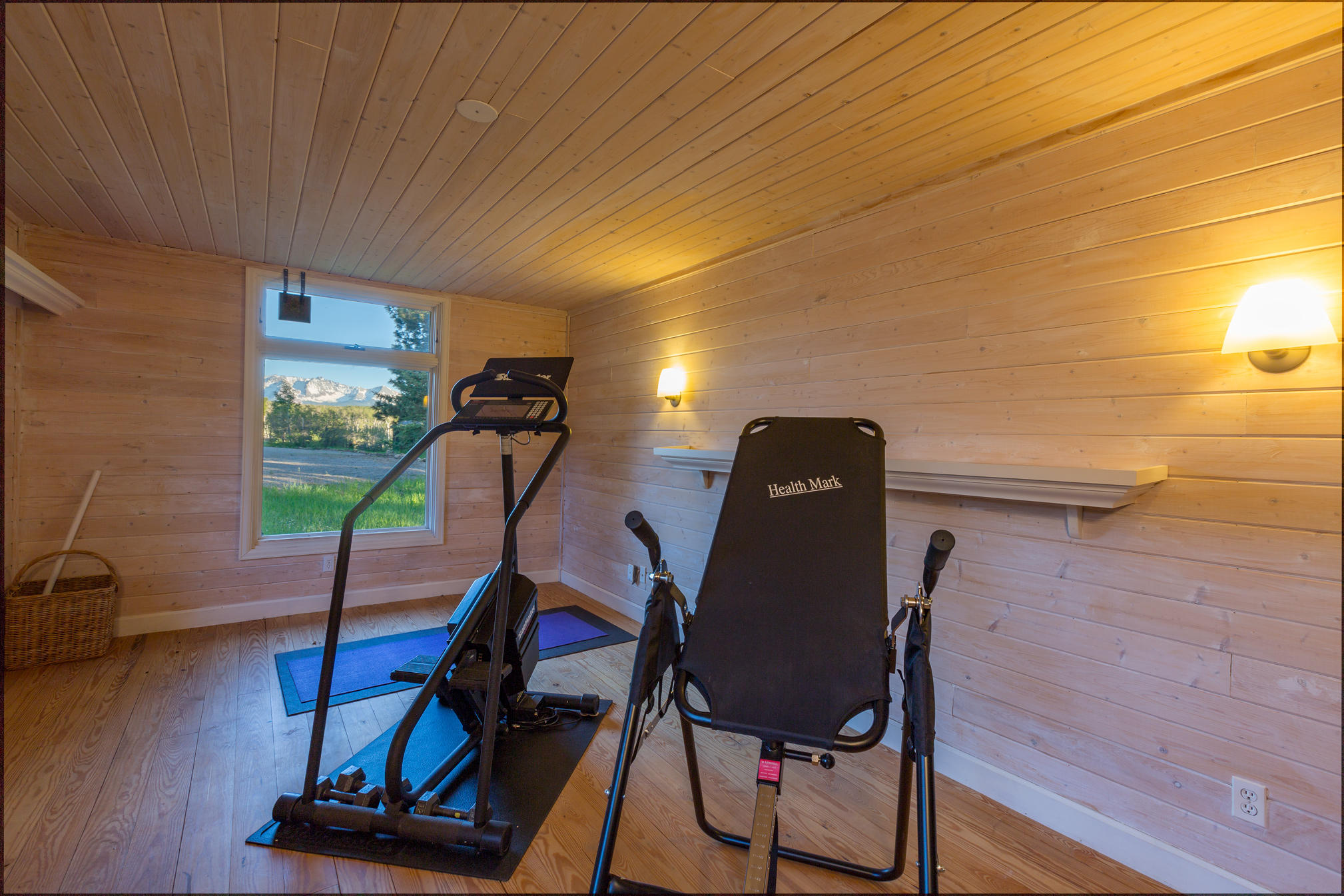 3289 Laughing Dog Road Placerville, CO 81430 - Photo 33 of 52 a view of a workspace with furniture and gym equipment