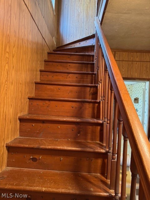 626 High Street Wellsburg, WV 26070 - Photo 12 of 18 Stairs featuring wooden walls