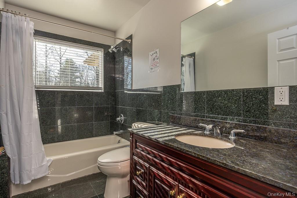 85 York Road Bloomingburg, NY 12721 - Photo 29 of 32 a bathroom with a sink a toilet a mirror and bathtub