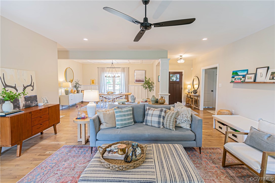 10337 Georgetown Road Mechanicsville, VA 23116 - Photo 15 of 50 Hardwood floored living room with a ceiling fan and natural light
