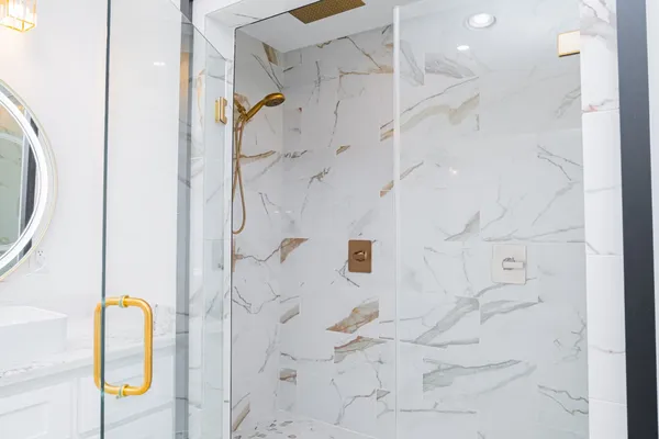 a bathroom with a shower