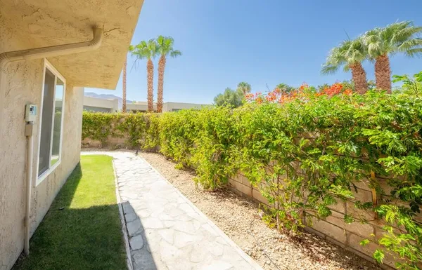 a building outdoor space with patio furniture
