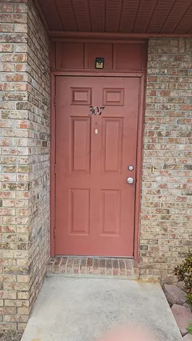 a view of a wooden door