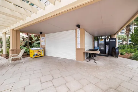 a view of a golf course with a lake